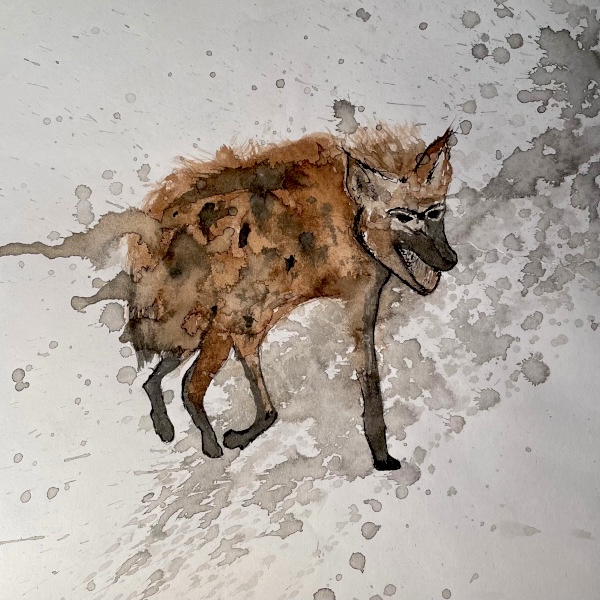 hyena ink drawing
