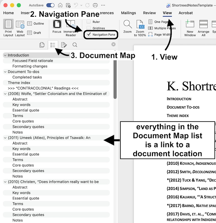 finding document view in Word